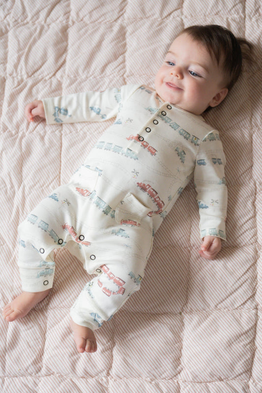Henley Patch Pocket Romper Locomotive
