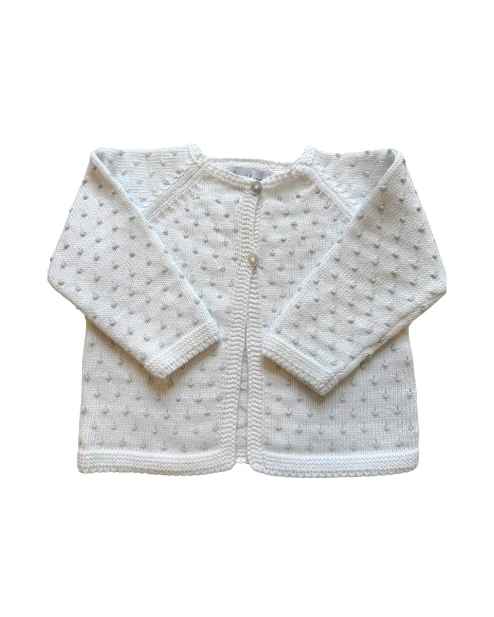Dot Cardigan - White/Light Blue
