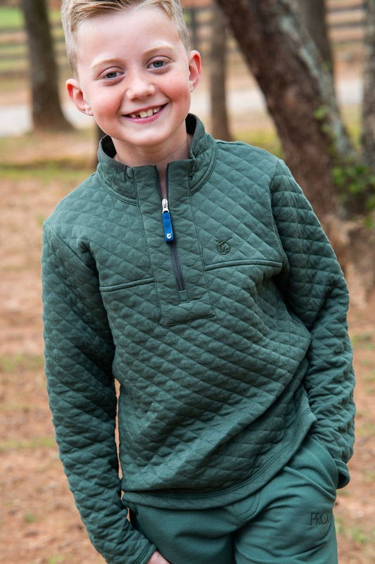 Boys Quilted Zip Pullover - Camping Green *PREORDER*