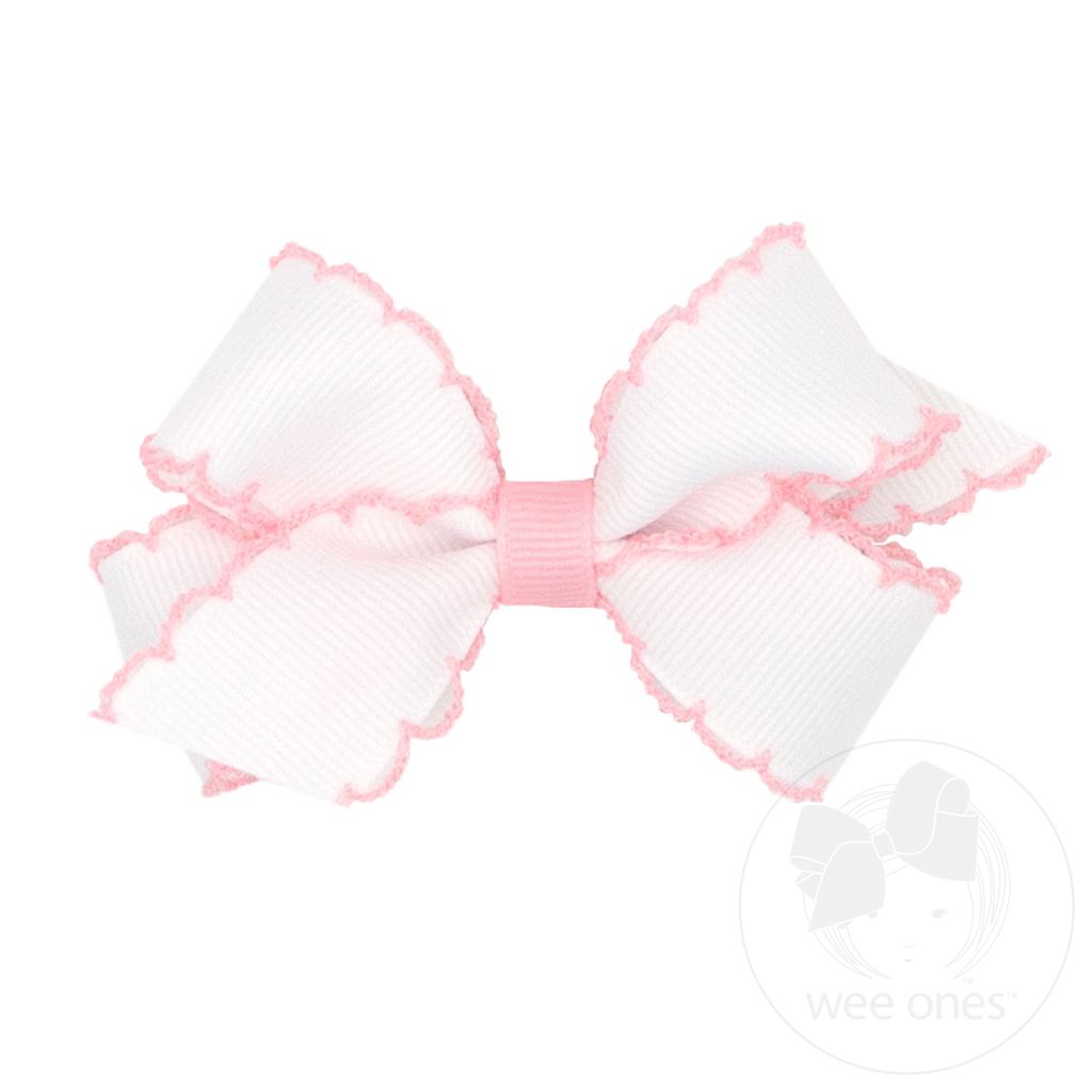 Mini Moonstitch Grosgrain Hair Bow with Contrasting Wrap