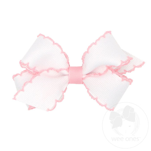 Mini Moonstitch Grosgrain Hair Bow with Contrasting Wrap