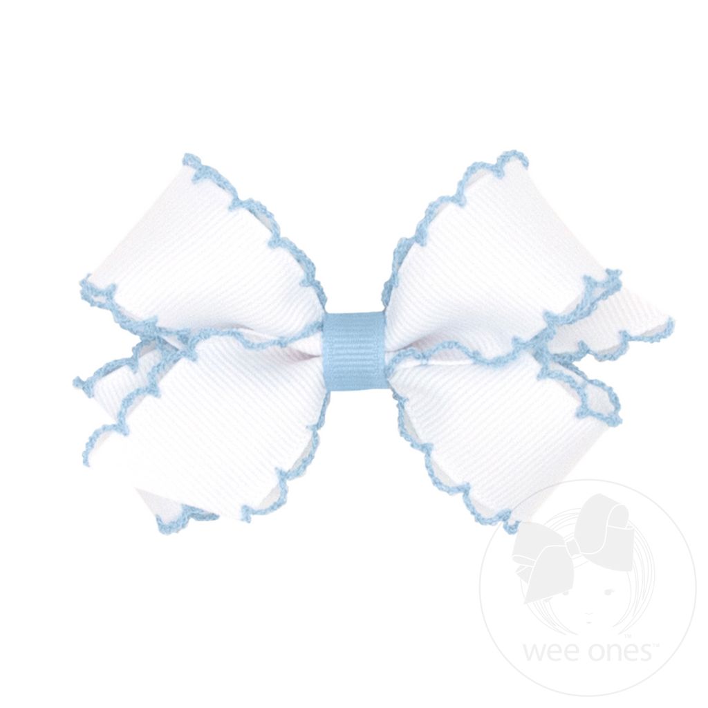 Mini Moonstitch Grosgrain Hair Bow with Contrasting Wrap