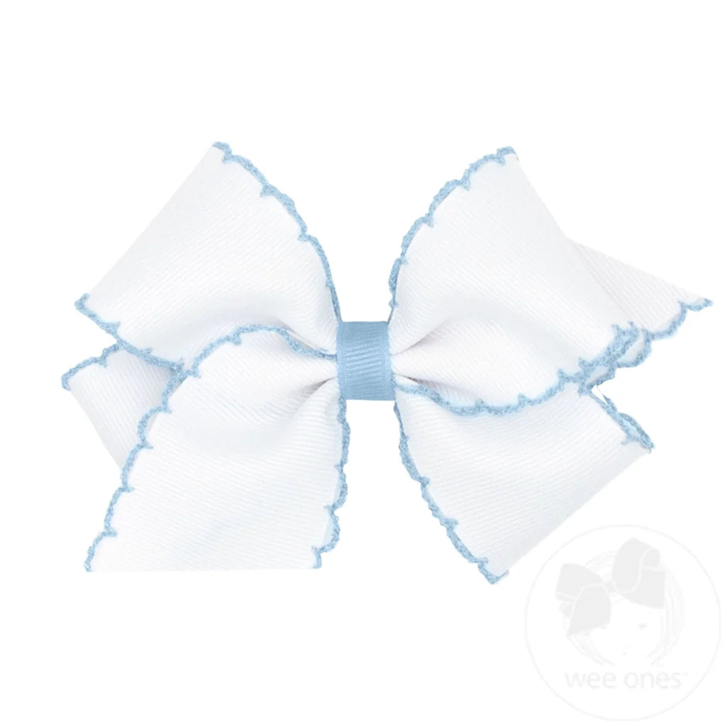 Small Moonstitch Grosgrain Hair Bow with Contrasting Wrap