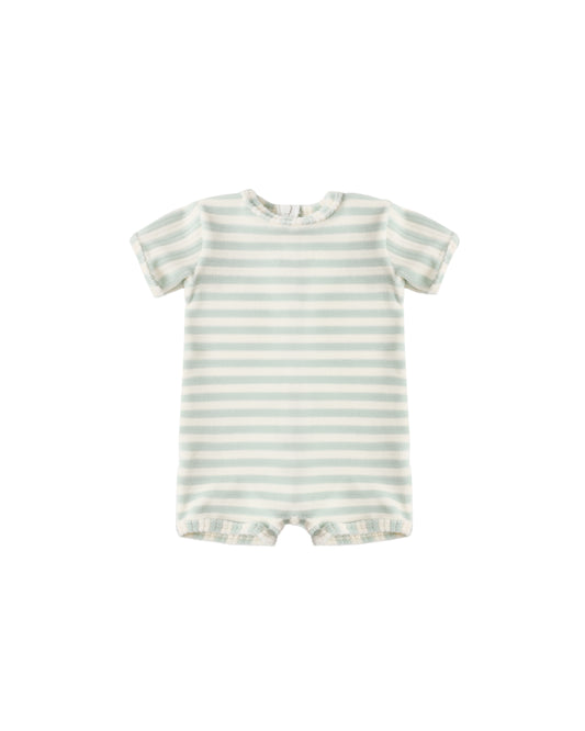 Shorty One Piece - Seafoam Stripe Terry Swim