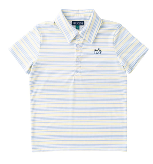 Boys' Short Sleeve Pro Performance Polo - Yellow Pear Windsurfer Stripe