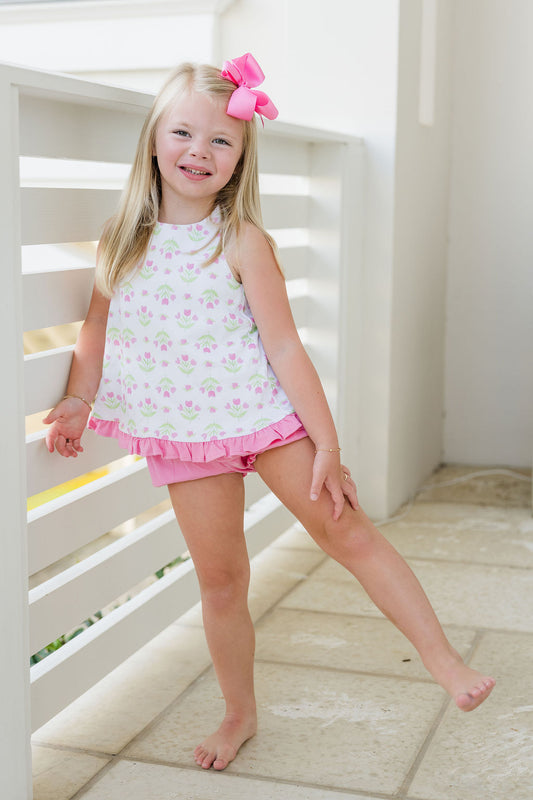 Banded Short Set Tulip - Poppy