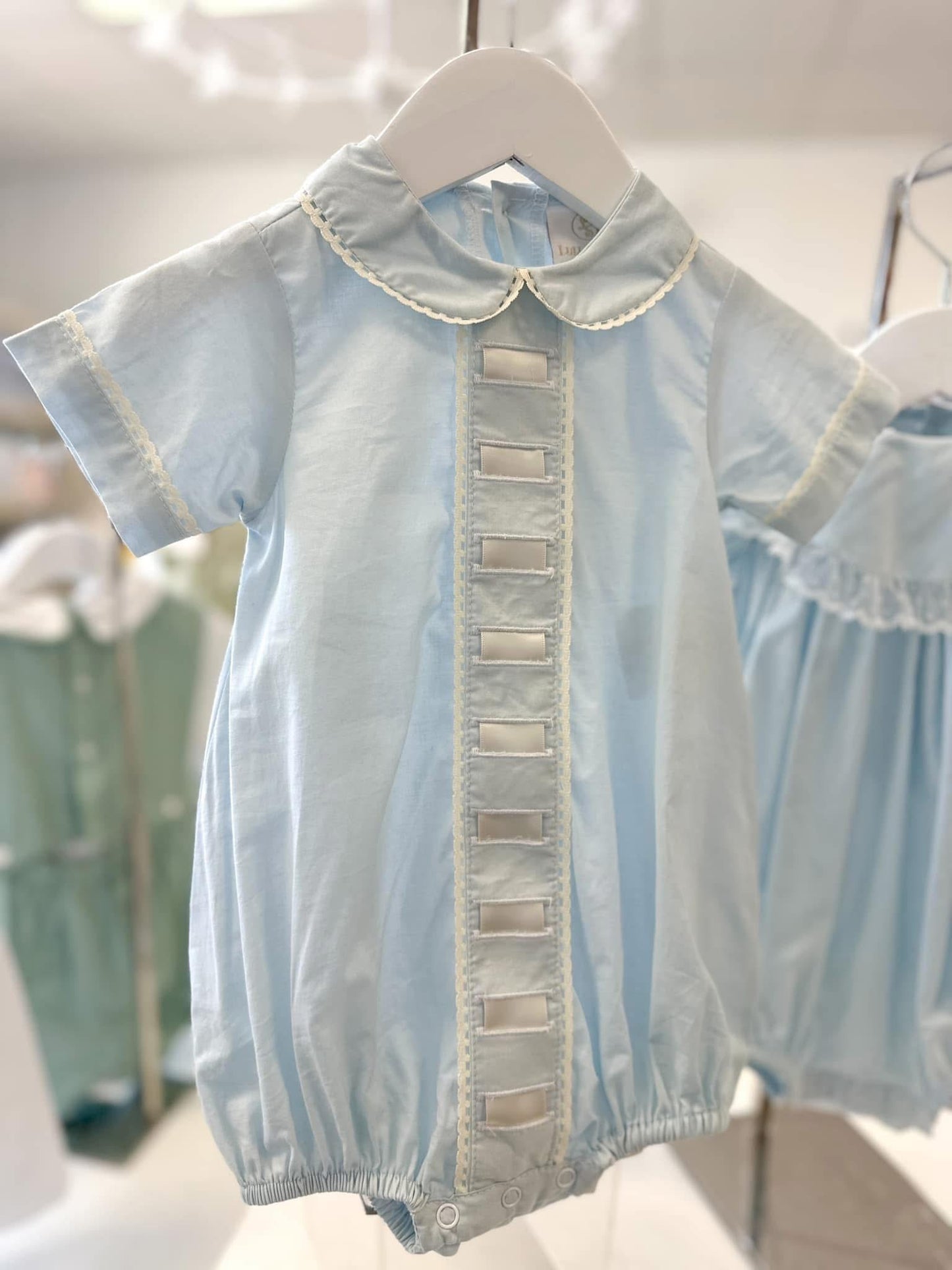 Nate Bubble- Blessings Blue Batiste with Ecru Ribbon l