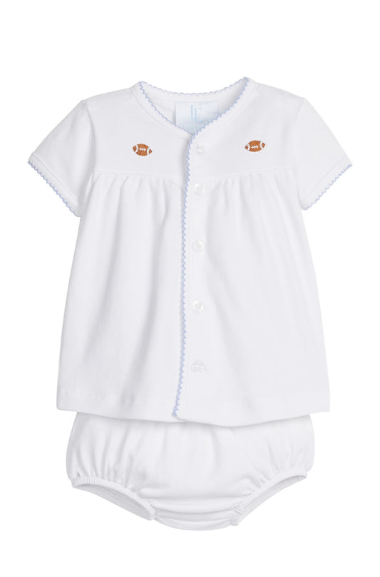 Pinpoint Layette Knit Set- Football