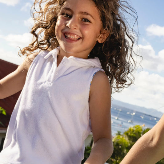 girls shell white french terry tennis tank top and short set