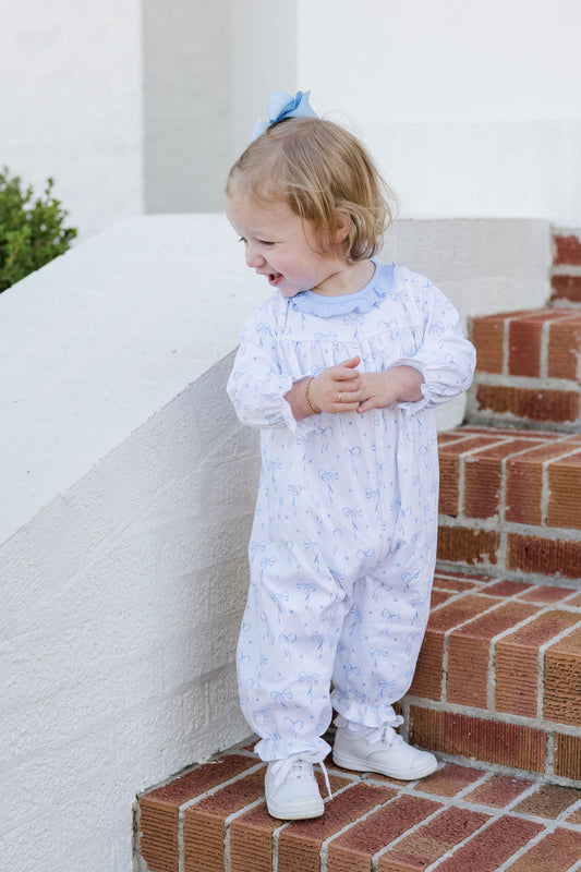 Lila Long Bubble- Blue Bows Knit