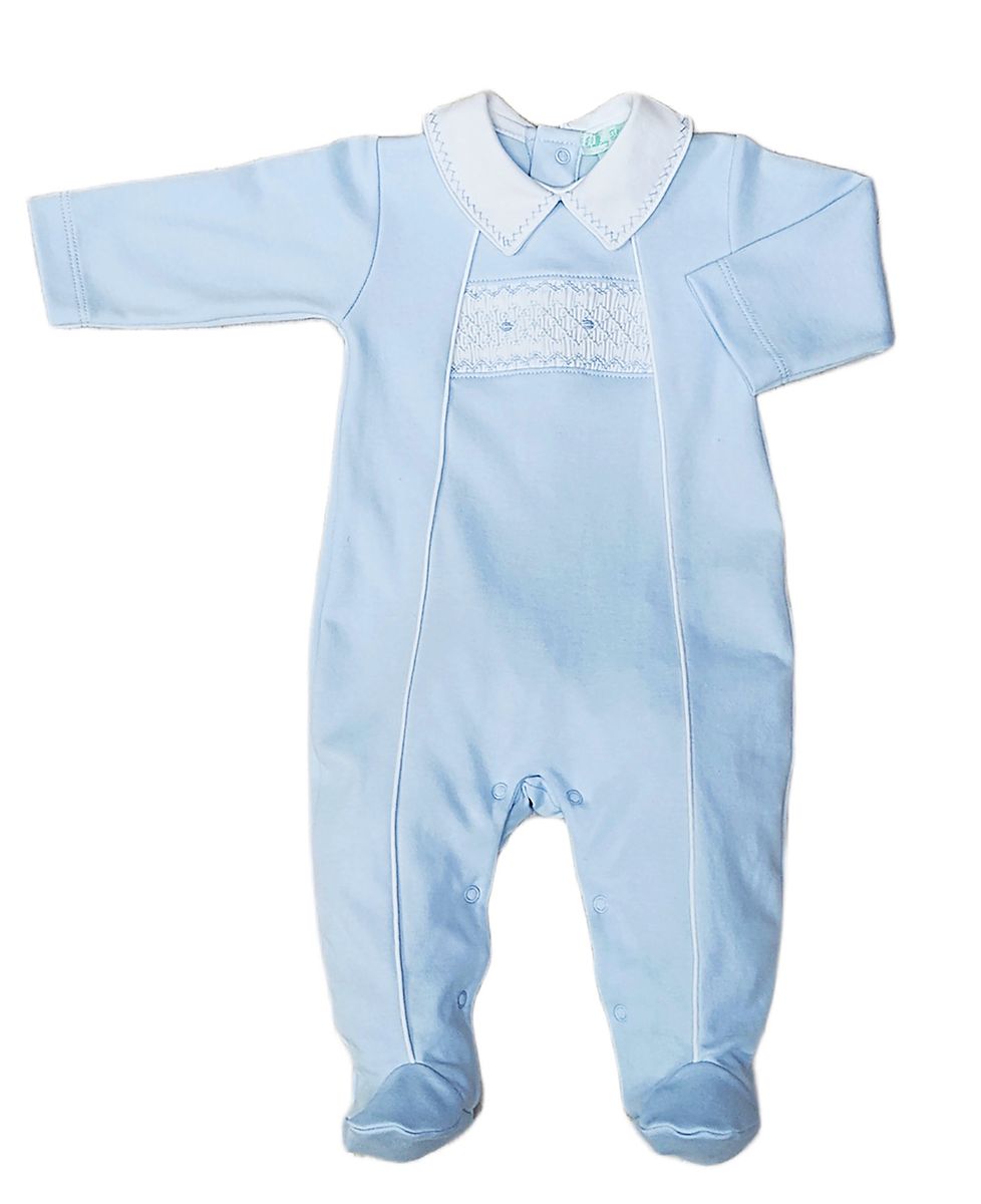 Classic Blue Smocked Footie