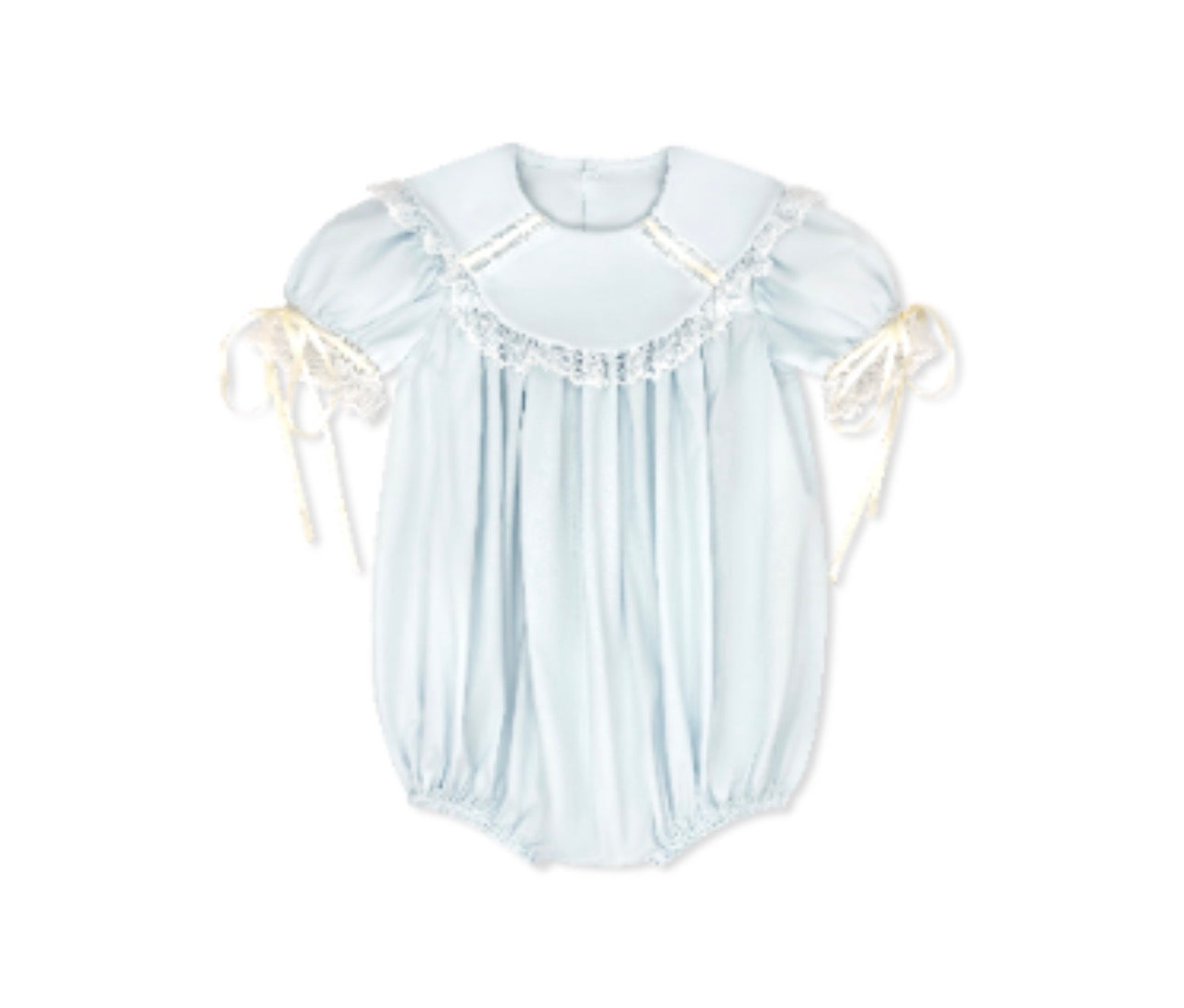 Donahue Bubble - Blessings Blue Batiste, White Lace, Ecru  Ribbon