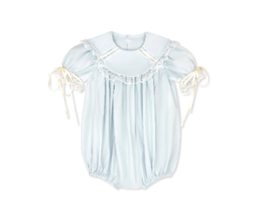 Donahue Bubble - Blessings Blue Batiste, White Lace, Ecru Ribbon