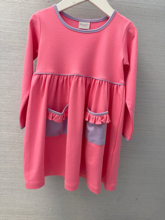 Pink and Purple Popover Dress With Pockets