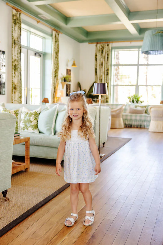 Babs Dress - Broadcloth-Dunwoody Daisy/Worth Ave White