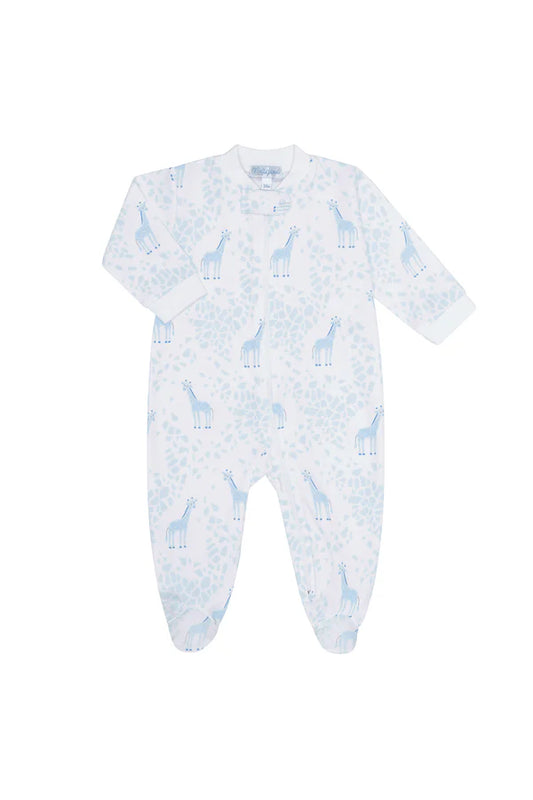 Blue Giraffe Zipper Footie