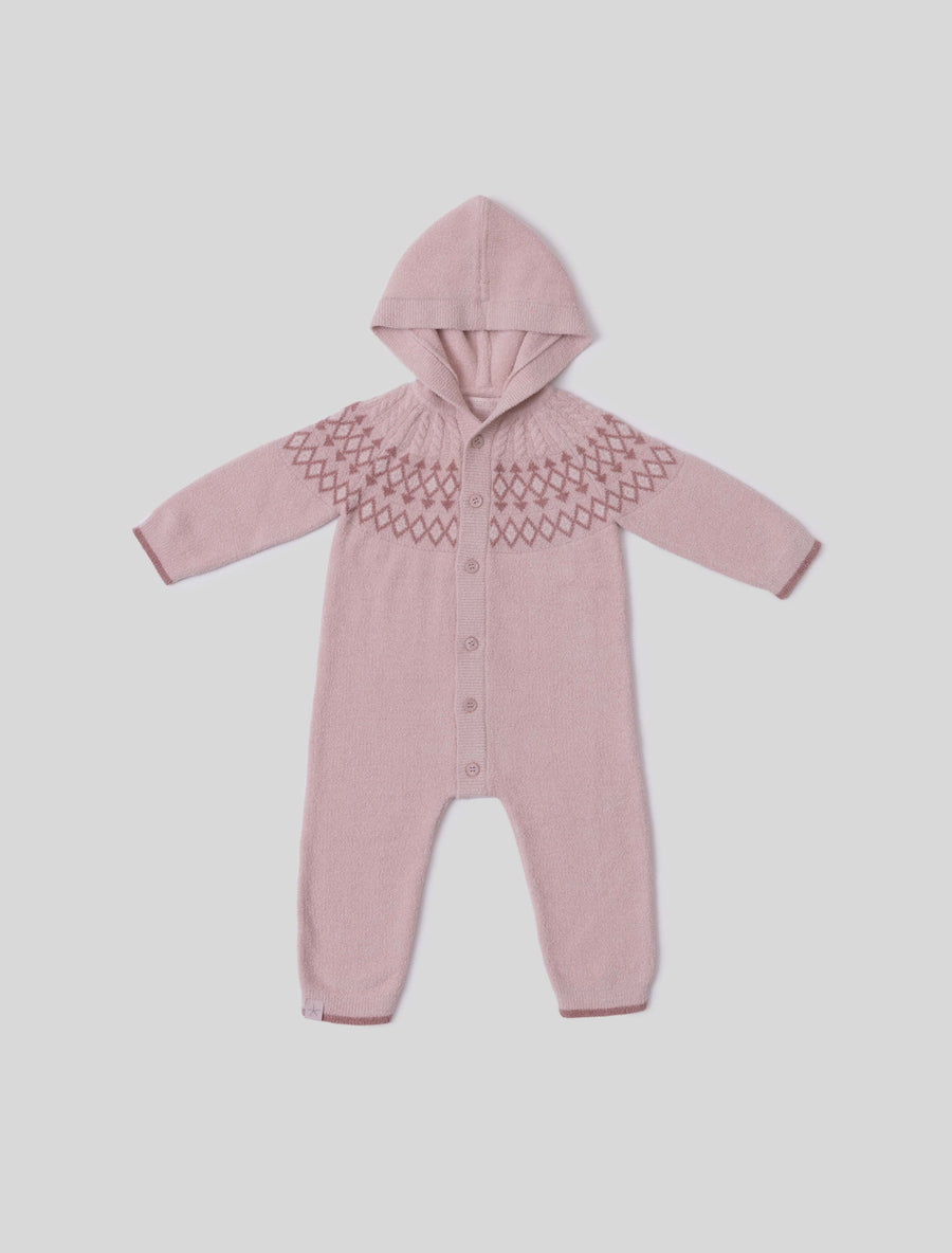 Barefoot Dreams Fair Isle Onesie- Dusty Rose