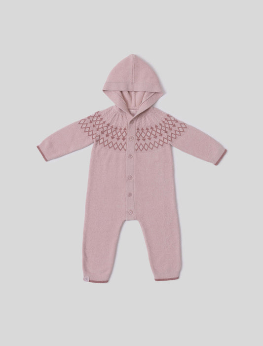 Barefoot Dreams Fair Isle Onesie- Dusty Rose