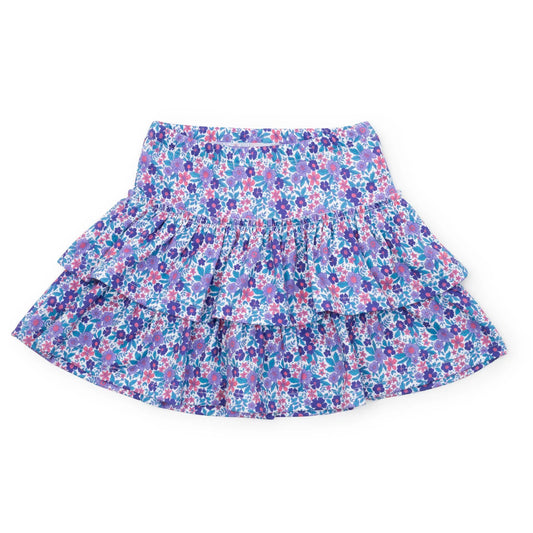 Maggie Girls' Tiered Skort - Blackberry Floral