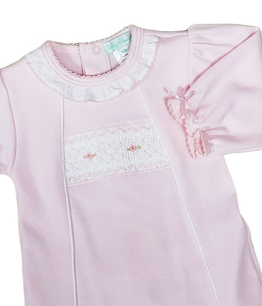Classic Pink Smocked Footie