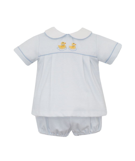 Duckling Knit Blue Stripe Diaper Set