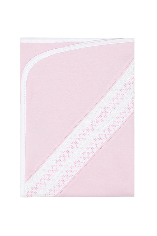 Signature Smocked Girls Receiving Blanket - Pink
