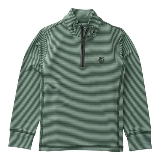 Boy's PRO Performance 1/4 Zip Pullover - Camping Hedge Green Stripe