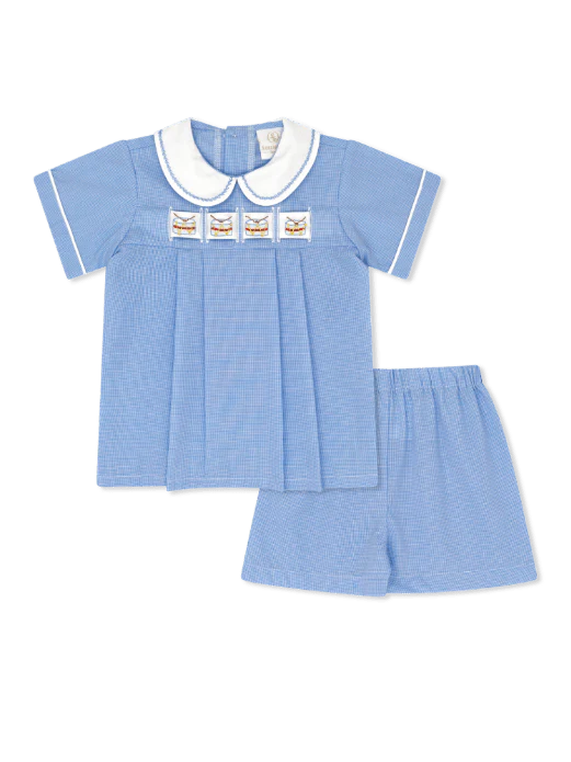 Noah Ribbon Short Set - River Royal Minigingham