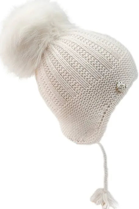 London Cashmere Aviator Hat - Cream Beige