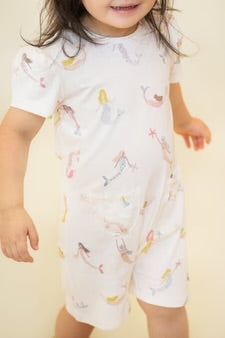 Short Sleeve Toddler Puff Romper - Mermaid