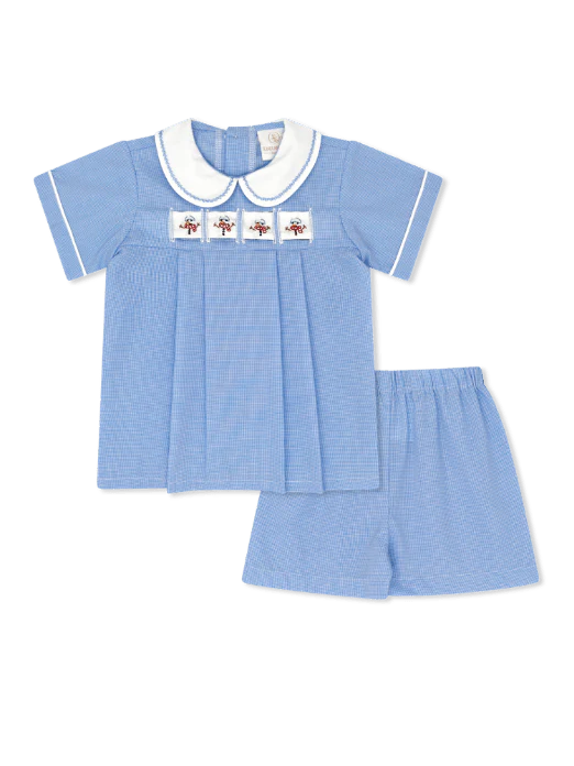 Noah Ribbon Short Set - River Royal Minigingham