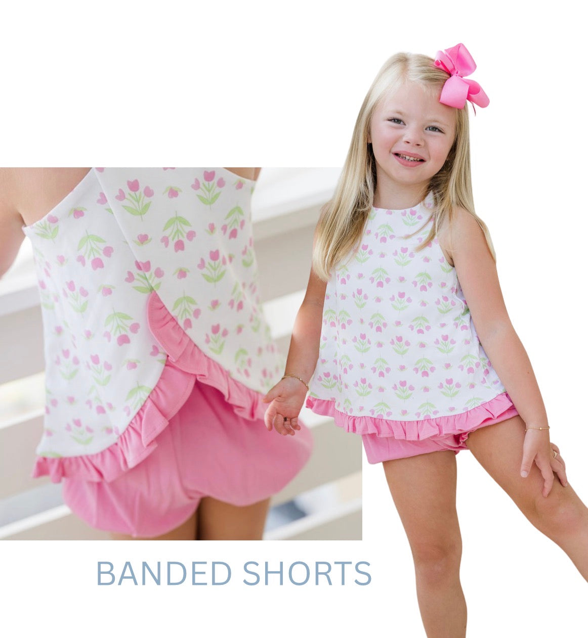 Banded Short Set Tulip - Poppy