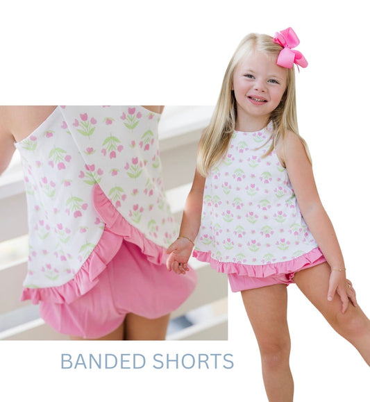 Banded Short Set Tulip - Poppy