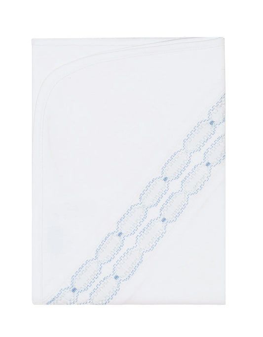 Signature Smocked Boys Receiving Blanket - White