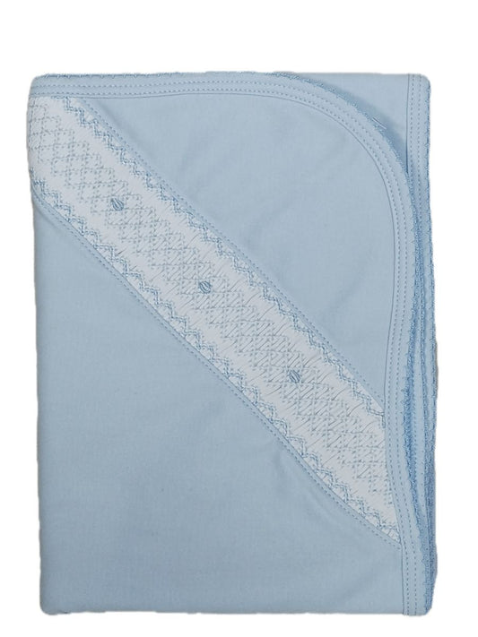 Classic Blue Smocked Blanket