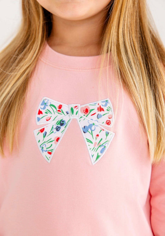 Cassidy Comfy Crewneck Puff Sleeve-Sandpearl Pink/Fair St Floral/Bow