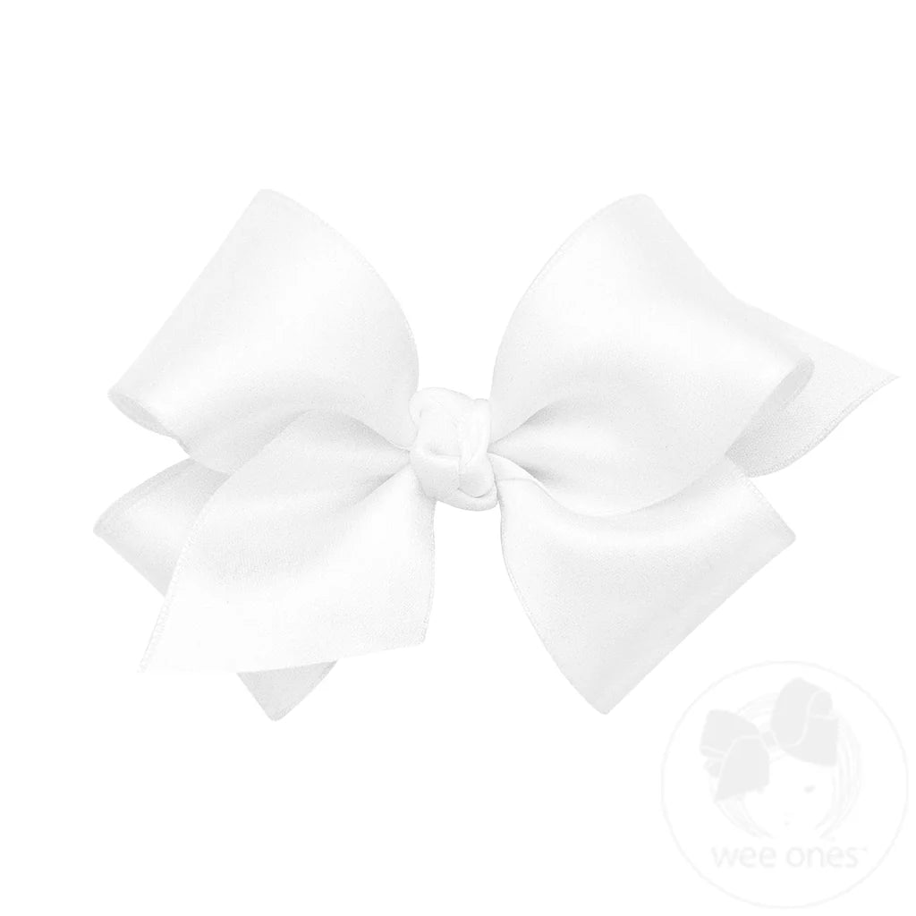 Small French Satin Girls Hair Bow (Knot Wrap)