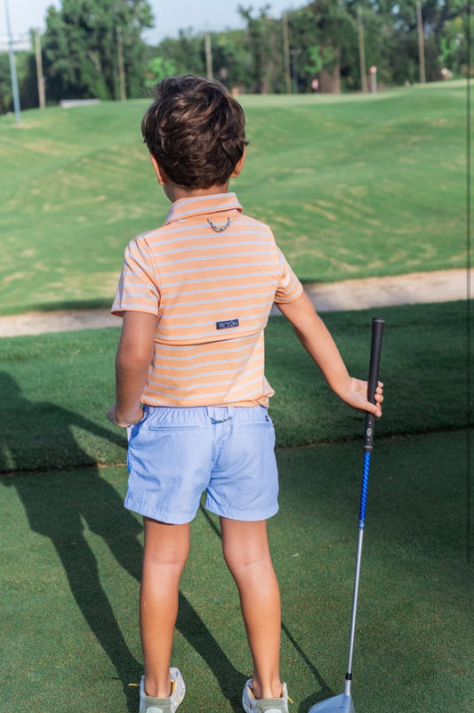 Boys' Short Sleeve Pro Performance Polo - Orange Chiffon Stripe
