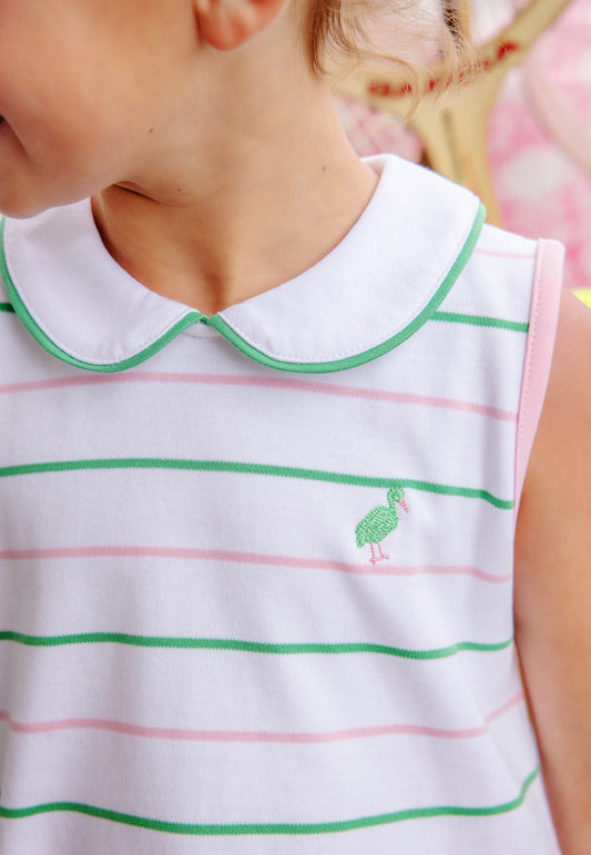 Maudes Peterpan Collar Dress -Tradd Street Stripe/Pier Party Pink