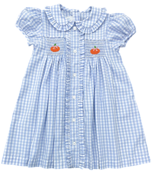 Margaret Dress - Blue Smocked Pumpkin