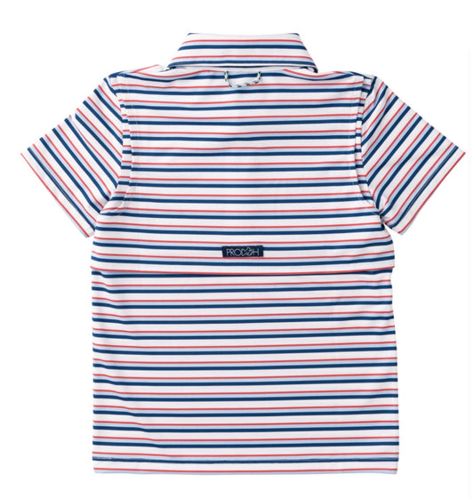PRE ORDER Boys' Short Sleeve Pro Performance Polo -Independence Day Stripe