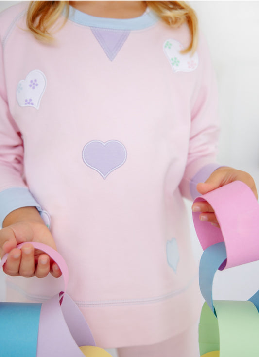 Cassidy Comfy Crewneck Girl - Hearts