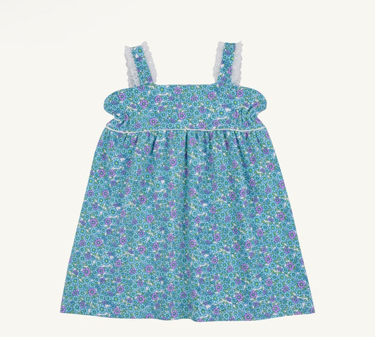 Millie Day Dress - Pima- Fitzroy Floral/Worth Ave White