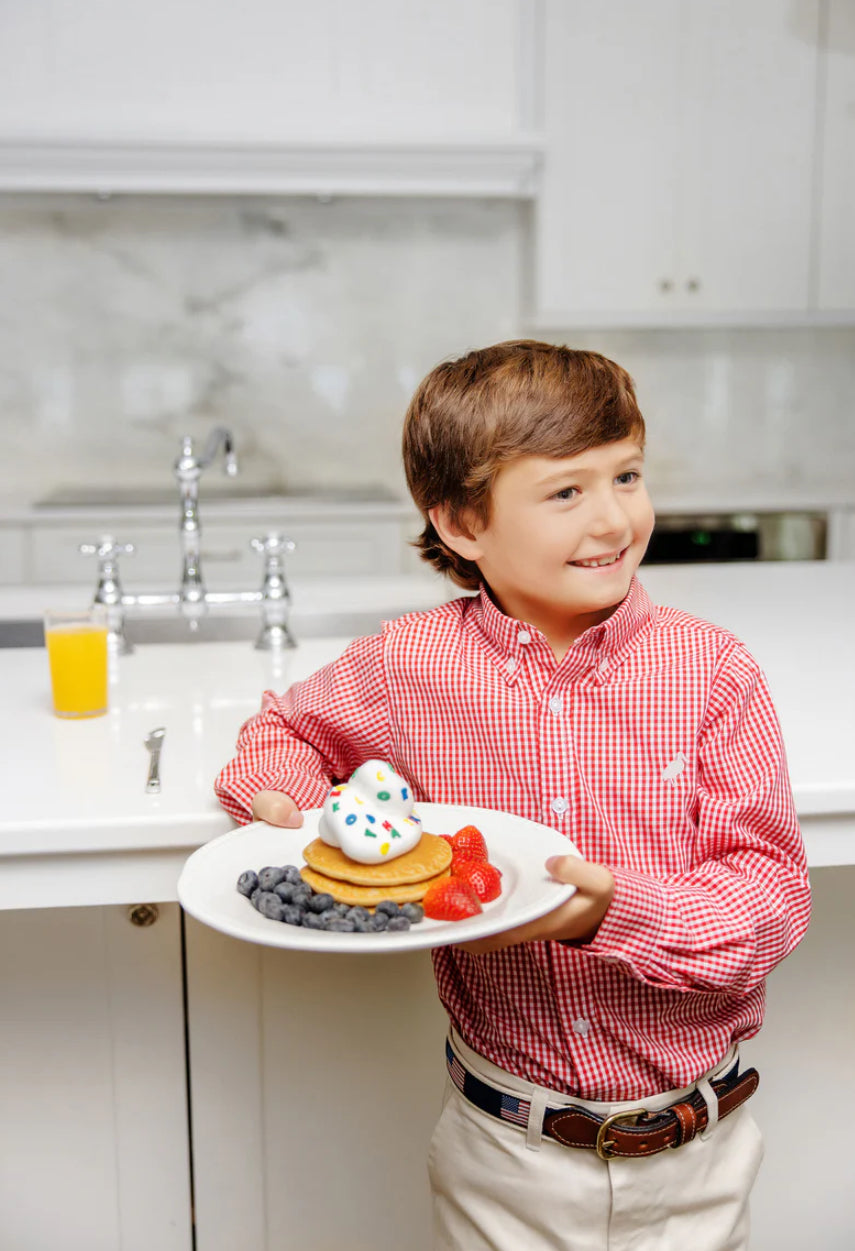 Deans List Dress Shirt-Red Mini Gingham