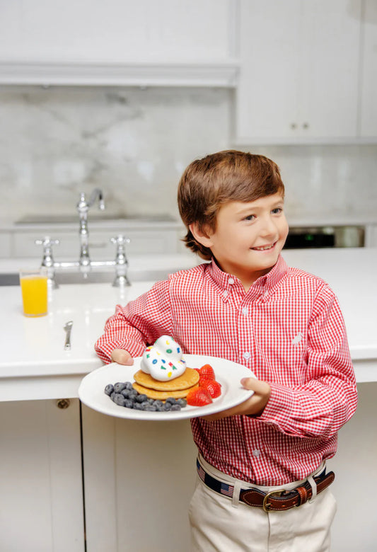 Deans List Dress Shirt-Red Mini Gingham