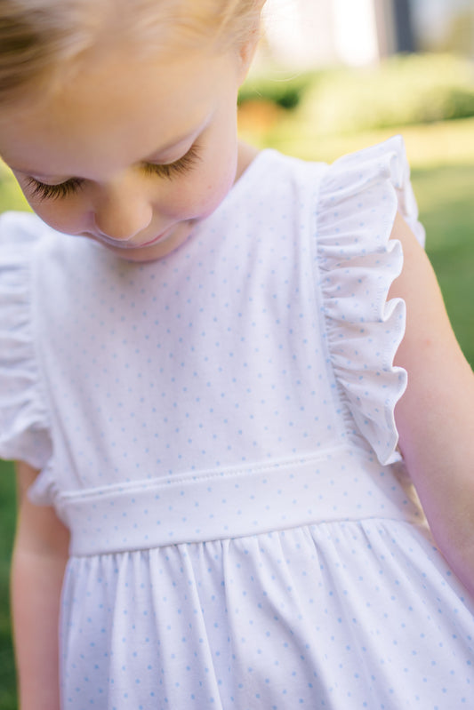 Pinafore Dress - Blue Dots