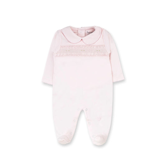 Hand Smocked Pima Footie, Pink