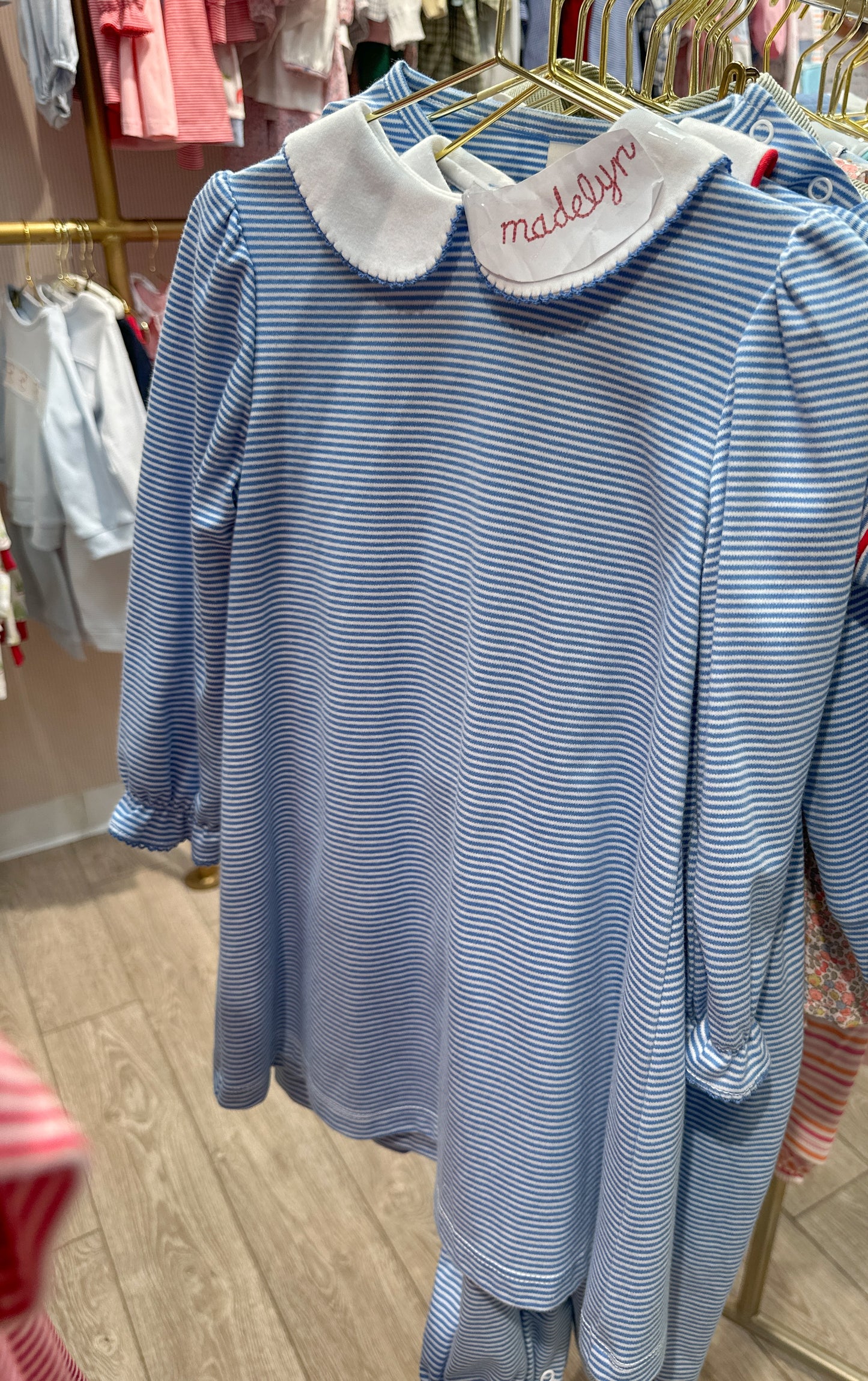 Patty Cakes Dress - LS Seaside blue Stripe