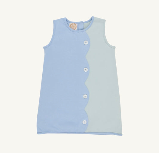 Kennedy Colorblock Dress- Heavy Weight Knit-Sarasota Sky/Old Greenwich Green