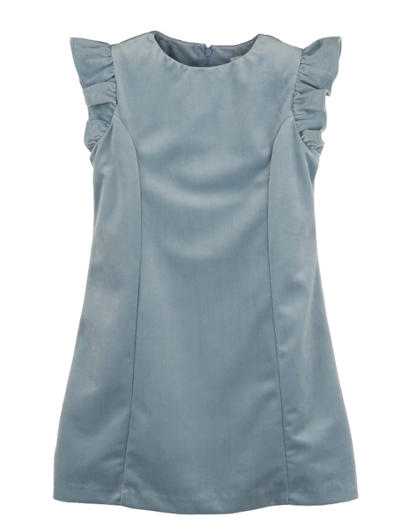 Dusty Blue Velvet Shift Dress